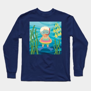 Cute little boy is on vacation  snorkeling in the turquoise sea Long Sleeve T-Shirt